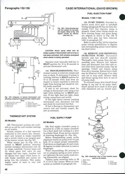 Case 1190 Wheel Loader Service Manual sample page showing schematics and diagrams