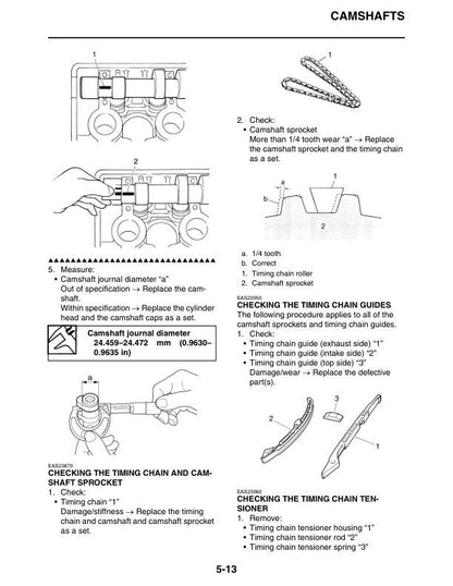 Yamaha YZF-R1 Motorcycle Service Manual sample page with technical illustrations