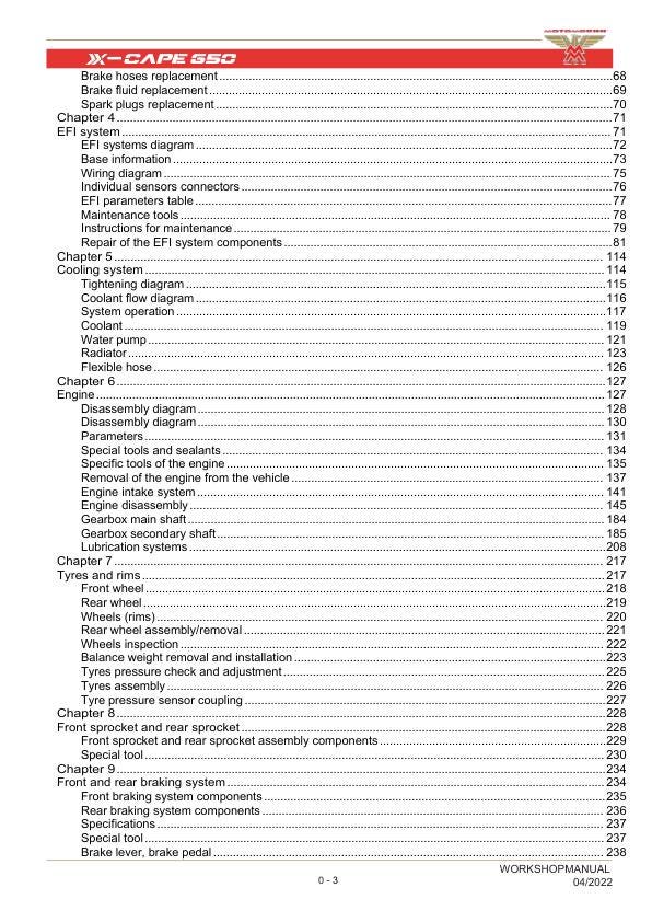 Motormorini X Cape 650 Motorcycle Service Manual sample page from service manual