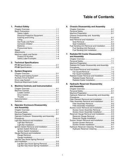 Terex PT 50 60 Rubber Track Loader Service Manual sample page showing repair procedures