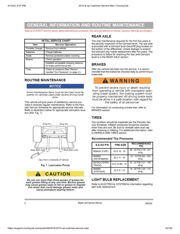 Cushman Hauler Pro X 72V Service Manual table of contents