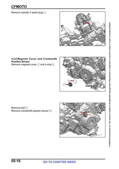 CFMOTO UFORCE 800 XL Service Repair Manual sample page with diagrams and specifications