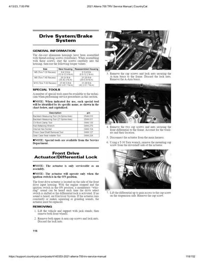 Arctic Cat Alterra TRV700 ATV Service Manual sample page showing schematics and diagrams