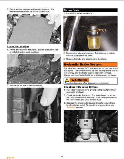 Argo XPLORER XR700 6x6 ATV Service Manual table of contents