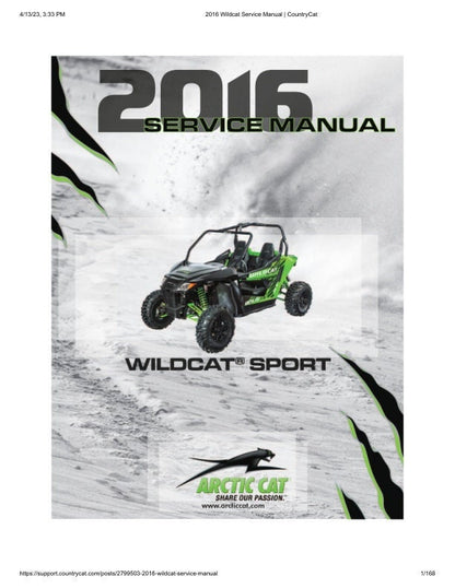 Arctic Cat Wildcat Sport 700 UTV Service Manual factory service manual title page