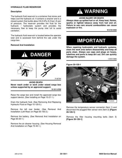 Bobcat Toolcat 5600 Utility Work Machine Service Manual sample page showing repair procedures