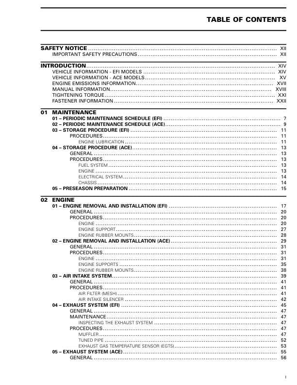Skidoo Tundra 600 900 Snowmobile Service Manual table of contents