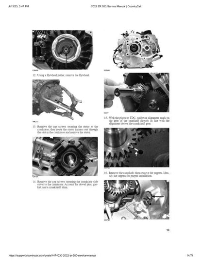 Arctic Cat ZR200 Snowmobile Service Manual sample page with diagrams and specifications