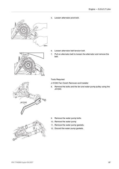 Volvo Penta 5.0 5.7 GL Gi Xi OSi OSXi Engine Service Manual sample page from the repair manual