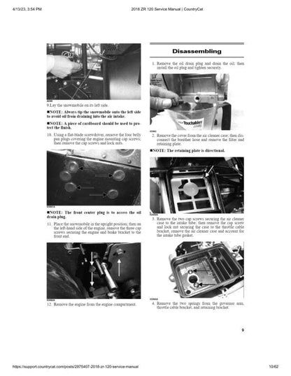 Arctic ZR120 Kitty Cat Snowmobile Service Manual sample page from service manual