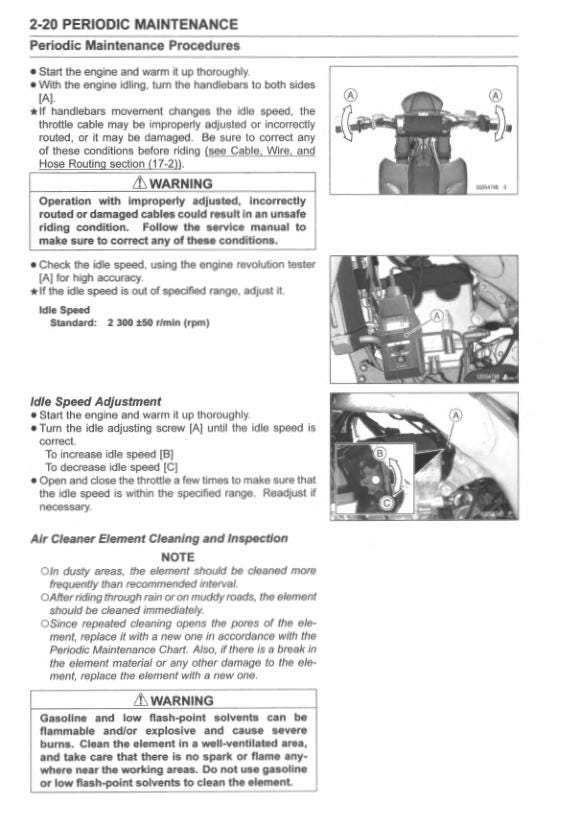 Kawasaki KX 250 KX250X Motorcycle Service Manual sample page from service manual