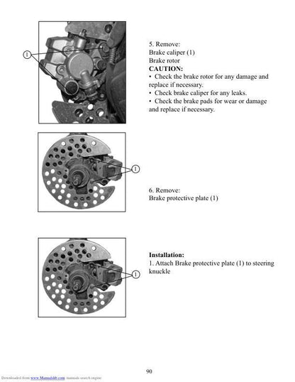 Baja Wilderness Trail WD400U ATV Service Manual sample page showing repair procedures