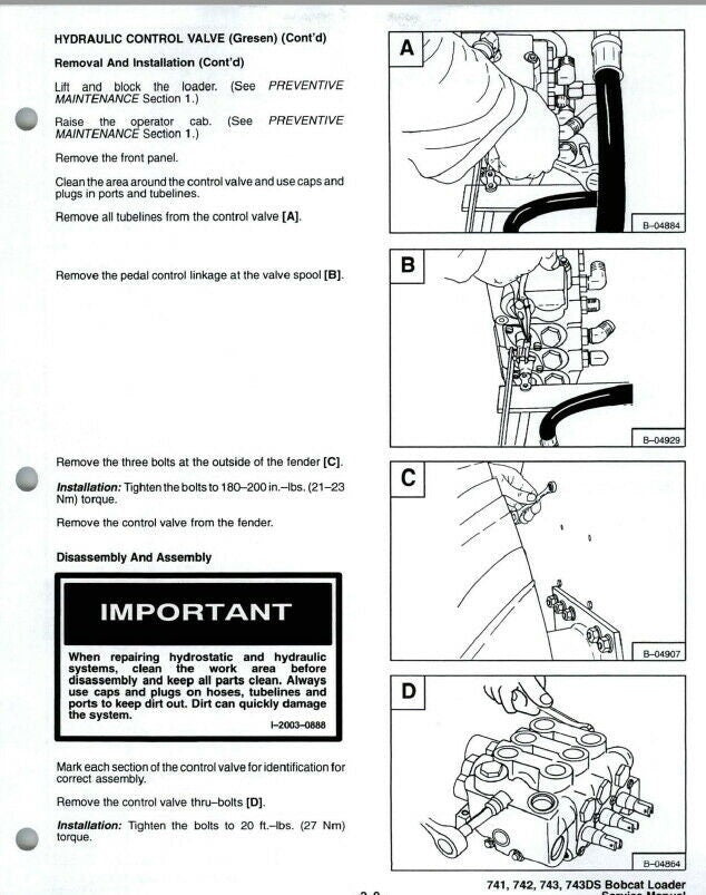 Bobcat 741 742 743 Skid Steer Loader Service Manual sample page from service manual