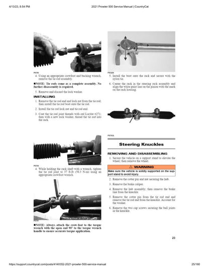 Arctic Cat Prowler 500 UTV Service Manual sample page with diagrams and specifications