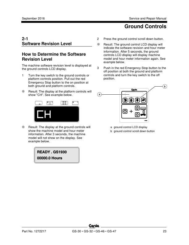 Genie  GS 1530-4047 Scissor Lift Service Manual sample page showing repair procedures