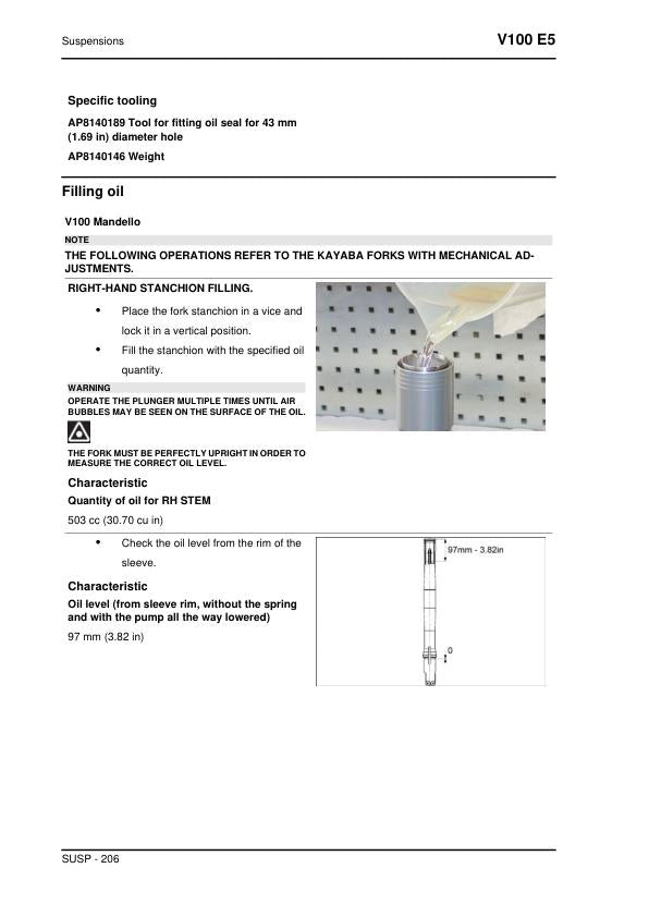 Moto Guzzi V100 Mandello E5 Motorcycle Service Manual sample page from the repair manual