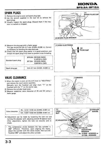 Honda BF9.9A BF15A Outboard Service Manual sample page from service manual