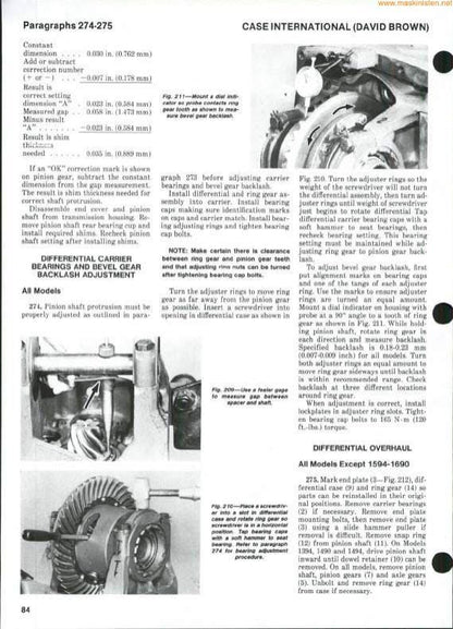 Case 1190 Wheel Loader Service Manual table of contents