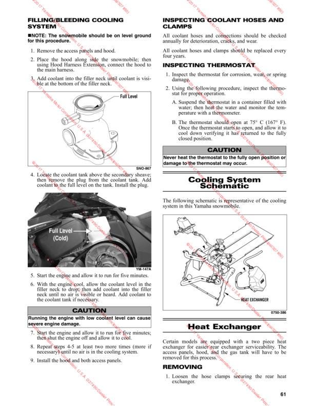 Yamaha Sidewinder Snowmobile Service Manual sample page from the repair manual