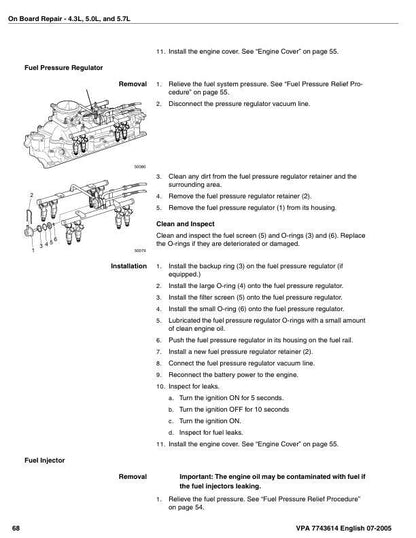 Volvo Penta 4.3 5.0 5.7 8.1 GXi OSi Gi Engine Service Manual sample page with diagrams and specifications