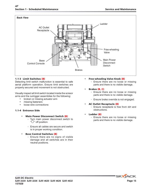 Skyjack 3220 3226 4620 4626 4632 SJIII DC Electric Scissors Service sample page from service manual