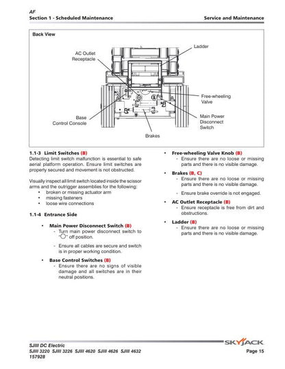 Skyjack 3220 3226 4620 4626 4632 SJIII DC Electric Scissors Service sample page from service manual