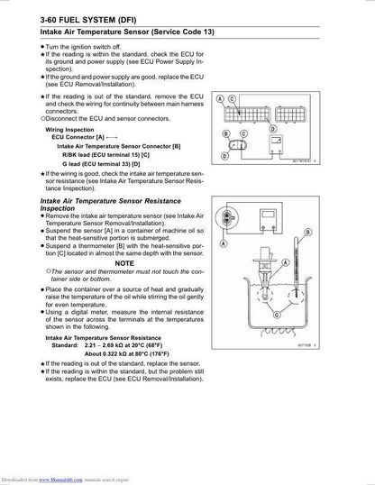 Kawasaki Z800 Motorcycle Service Manual sample page with diagrams and specifications