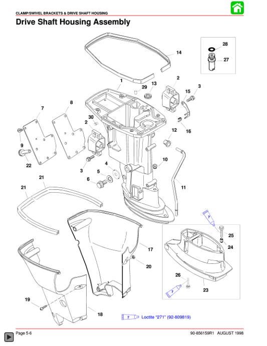Mercury Mariner 9.9 15 Outboard Service Manual sample page with service data and tables