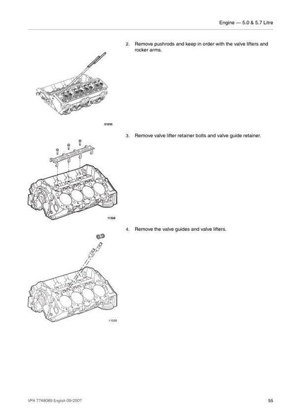 Volvo Penta 5.0 5.7 GL Gi Xi OSi OSXi Engine Service Manual sample page showing repair procedures