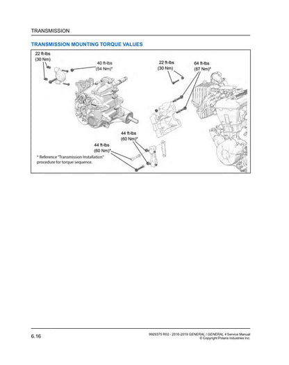 Polaris General 1000 UTV Service Manual sample page with technical illustrations