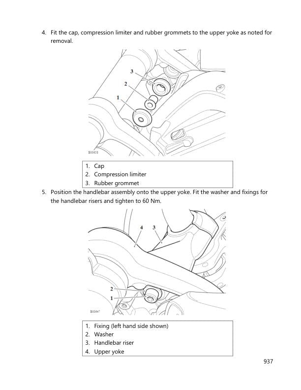 Triumph Rocket 3 GT/R Motorcycle Service Manual sample page with diagrams and specifications