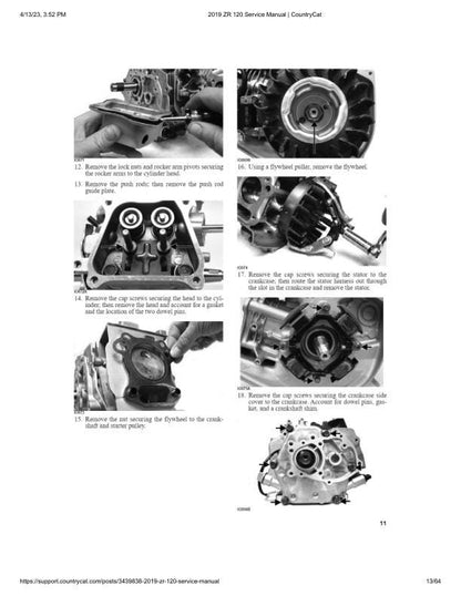 Arctic ZR120 Kitty Cat Snowmobile Service Manual sample page with diagrams and specifications