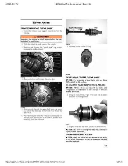 Arctic Cat Wildcat Trail UTV Service Manual sample page with technical illustrations