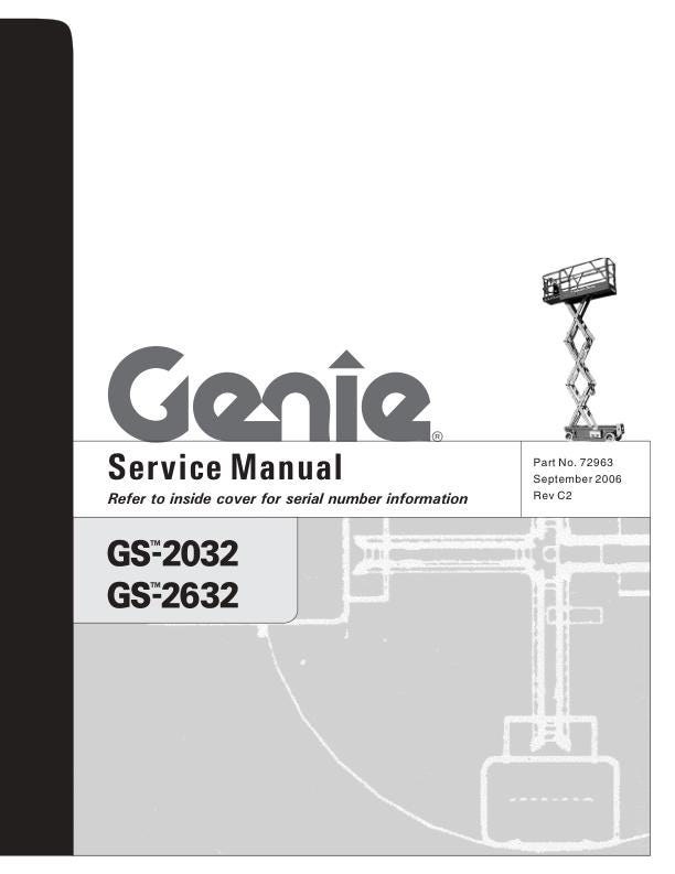 Genie GS 2032 2632 Electric Scissor Lift Service Manual factory service manual title page