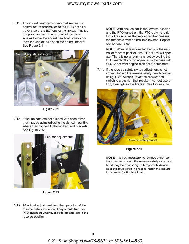 Cub Cadet RZT  Zero Turn Mower Service Manual sample page from the repair manual