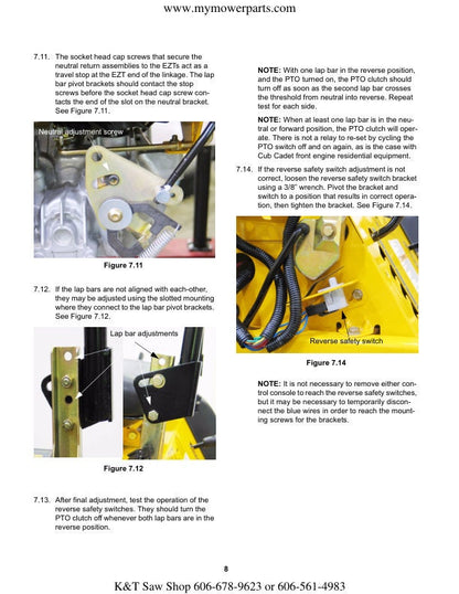 Cub Cadet RZT  Zero Turn Mower Service Manual sample page from the repair manual