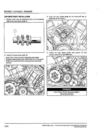 Indian Scout Motorcycle Service Manual sample page showing repair procedures