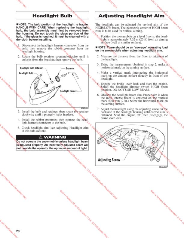 Yamaha SR Viper Snowmobile Service Manual sample page from service manual