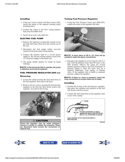 Arctic Cat ZR ZL Mountain Cat Panther Pantera Snowmobile Service sample page with technical illustrations
