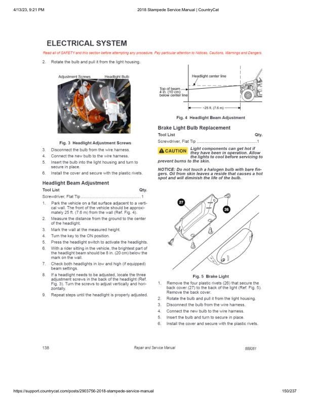 Textron (Arctic Cat) Stampede 900 UTV Service Manual sample page from the repair manual