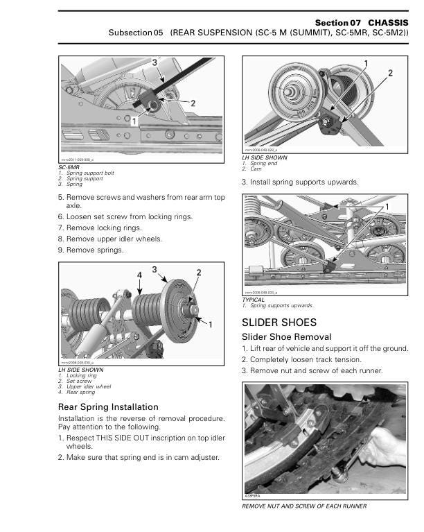 Skidoo REV XP 600 800 Snowmobile Service Manual sample page showing repair procedures