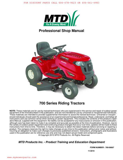 Troy-Bilt 700 Series Yard Machines Tractor Service Manual factory service manual title page