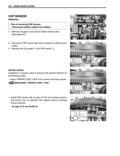 Suzuki DF300 Outboard Service Manual sample page with diagrams and specifications