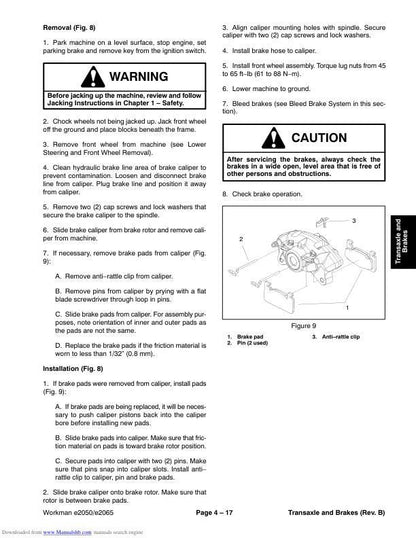 Toro Workman e2050 e2065 Mower Service Manual sample page from the repair manual