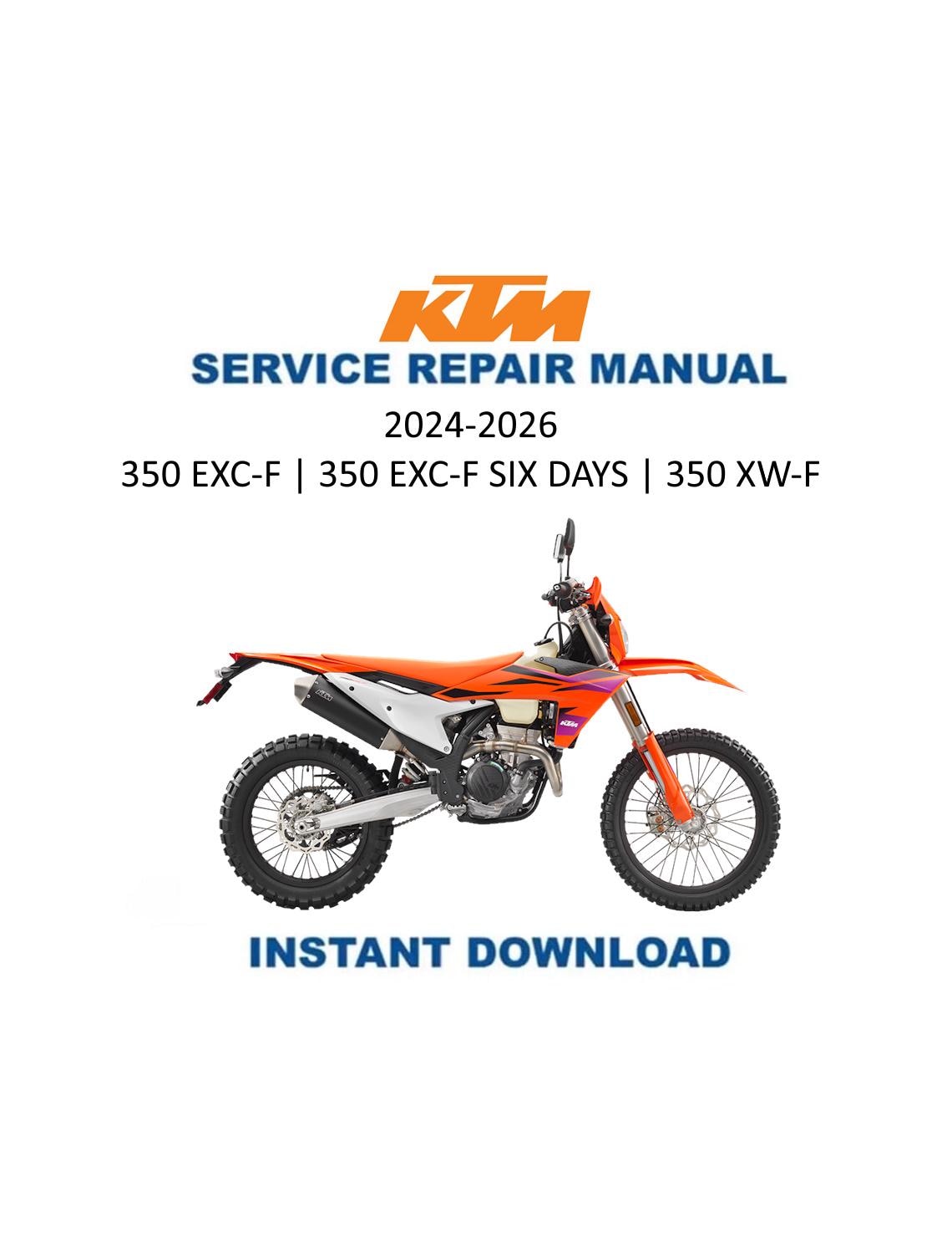KTM 350 EXC Motorcycle Service Manual 2024-2026 - Service Manual PDF Instant Download