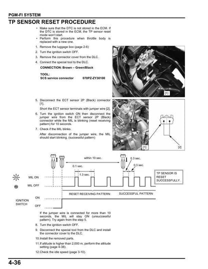 Honda NCW 50 Motorcycle Service Manual sample page showing repair procedures