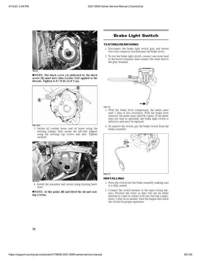 Arctic Cat Thundercat ZR 9000 Snowmobile Service Manual sample page from the repair manual