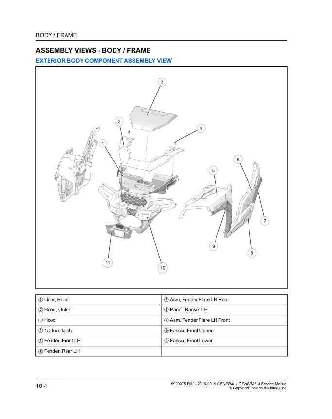 Polaris General 1000 UTV Service Manual sample page showing schematics and diagrams