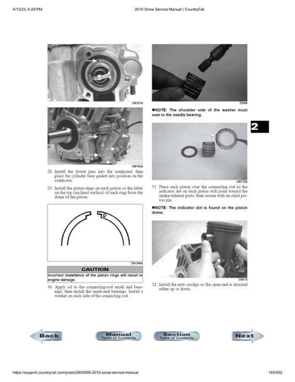 Arctic Cat Crossfire Bearcat M6 M8 F6 F8 Snowmobile Service Manual sample page with diagrams and specifications