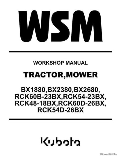 Kubota BX1880 BX2380 BX2680 Tractor Service Manual factory service manual title page